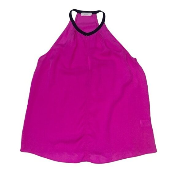ALC Pink with Black Halter Silk Top US L - Picture 1 of 5